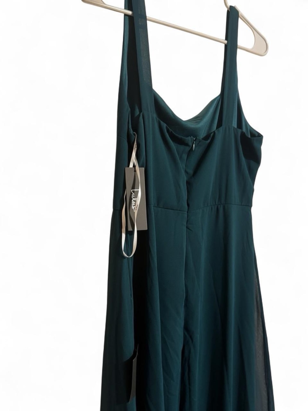 Lulus Womens Whimsygoth NWT Cowl Neck Maxi Dress Size M Forest Emerald Green NWT - Picture 5 of 6